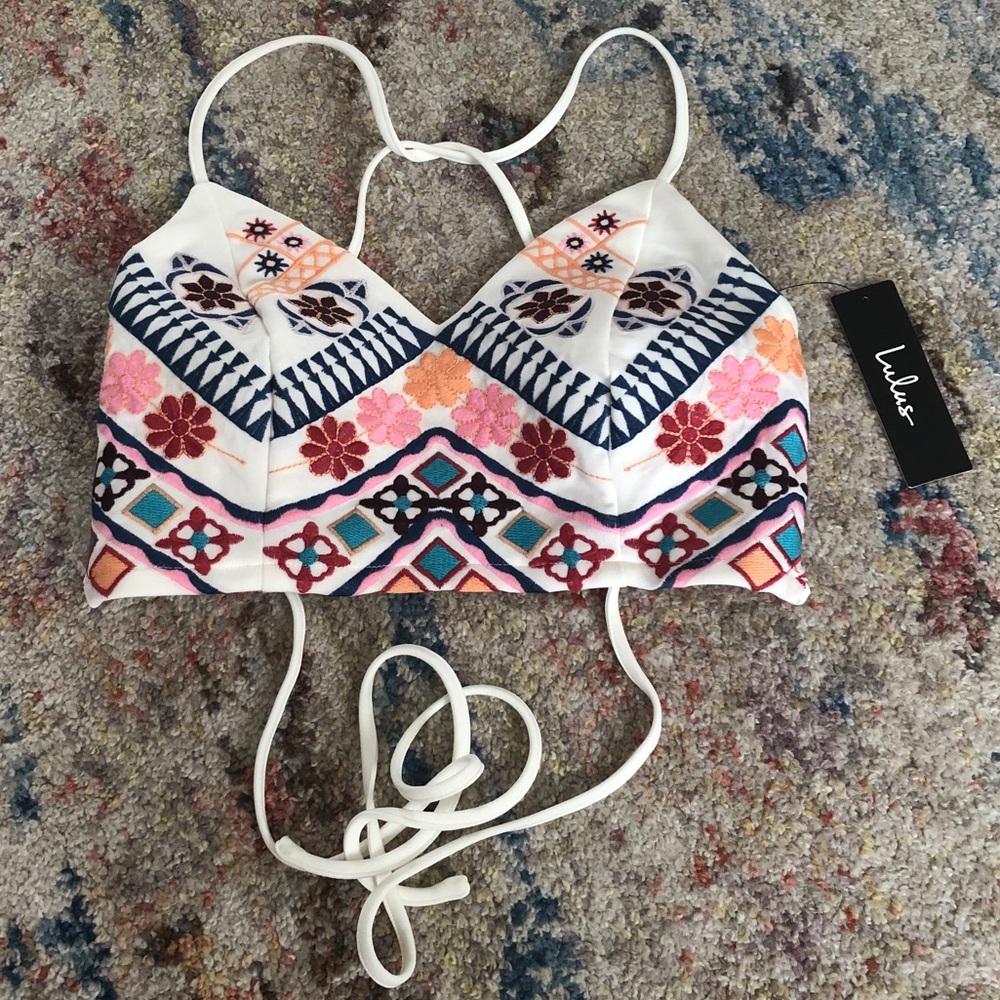 Lulus Rhythm Is Gonna Get You Embroidered Top XS